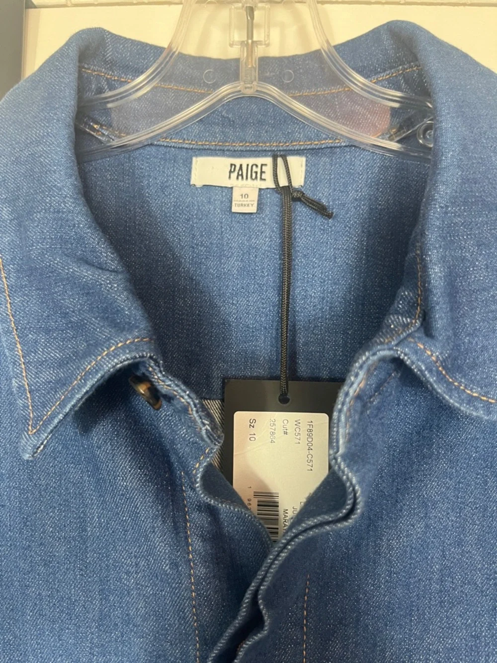 PAIGE Cameron Tie Waist Long Sleeve Wide Leg Denim Jumpsuit